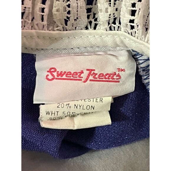 Vintage Toddler Girls 4T Blue Velvet Lace Dress Long Sleeve Party Holiday Used - Picture 7 of 16